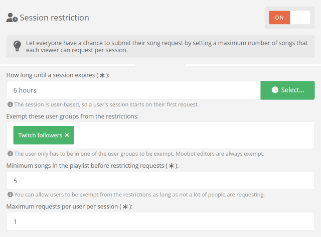 Limiting the amount of Song Requests per viewer per session Limiting the amount of Song Requests per viewer per session