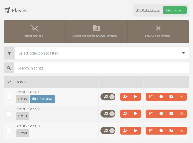 Organizing songs in your personal playlist Organizing songs in your personal playlist