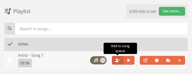 Queuing up songs from your personal playlist Queuing up songs from your personal playlist
