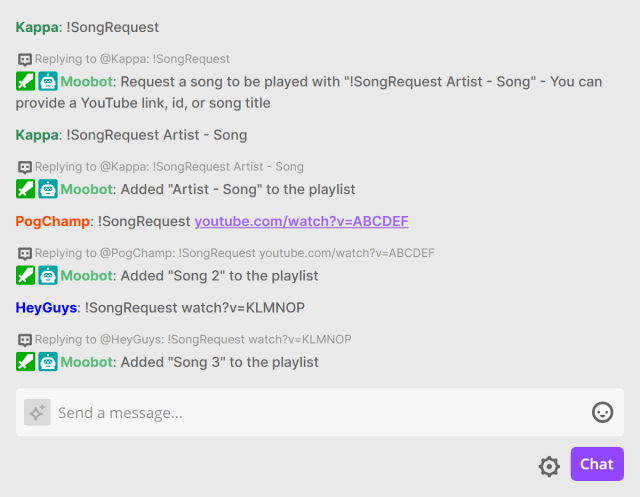 Requesting songs through Twitch chat Requesting songs through Twitch chat