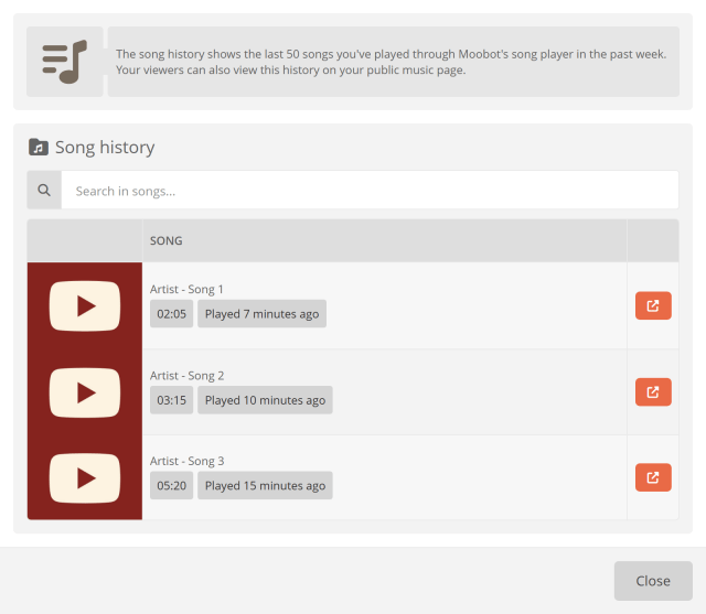 Seeing your song history Seeing your song history