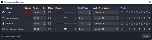 Settings the tracks of your OBS audio sources Settings the tracks of your OBS audio sources