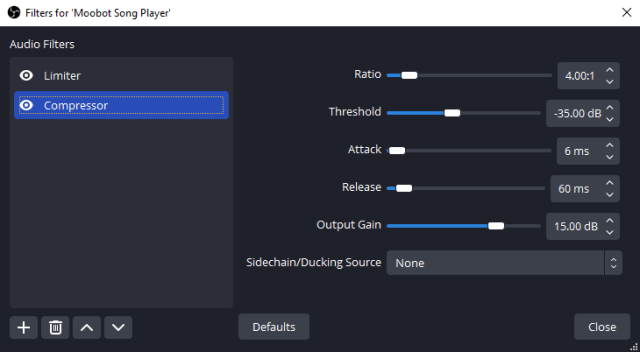 Using an audio compressor filter to normalize Song Requests volume levels Using an audio compressor filter to normalize Song Requests volume levels