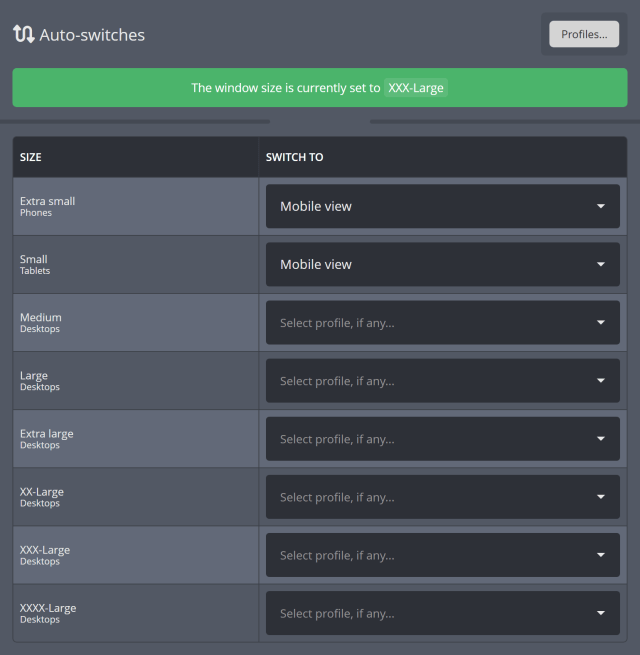 Automatically switching between dashboard setups Automatically switching between dashboard setups