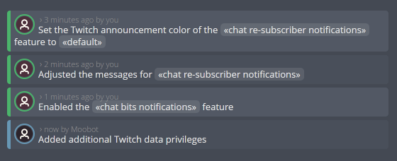 The event log widget The event log widget