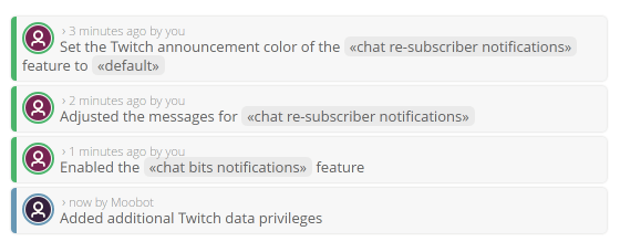 The event log widget The event log widget
