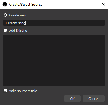 Naming your OBS text source for on-screen text