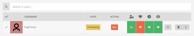 Selecting a user to perform a new action on