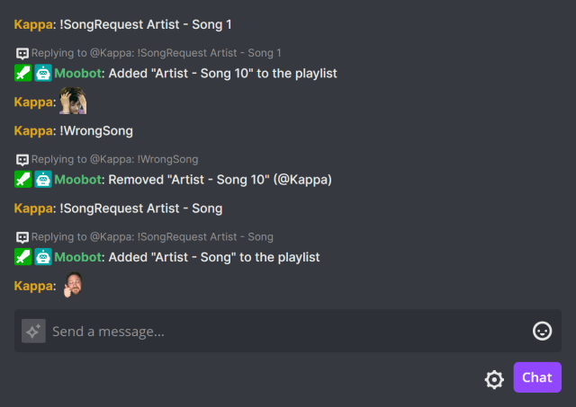 !WrongSong chat command in Twitch chat