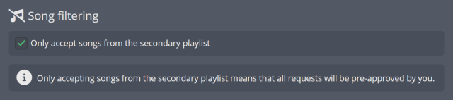 Only taking pre-approved Song Requests