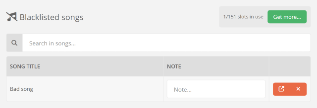 Blacklisting certain songs