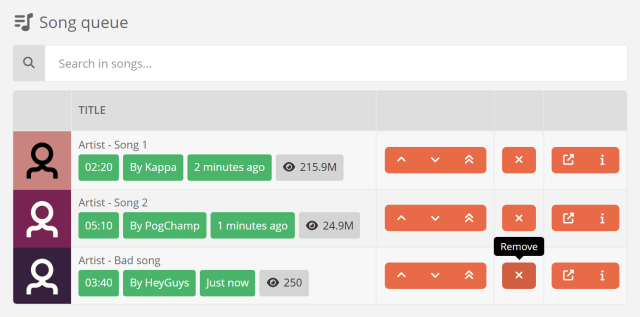 Manually moderating Song Requests