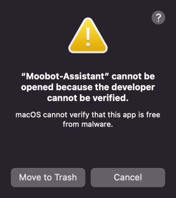 Opening Moobot Assistant for the first time on MacOS Opening Moobot Assistant for the first time on MacOS
