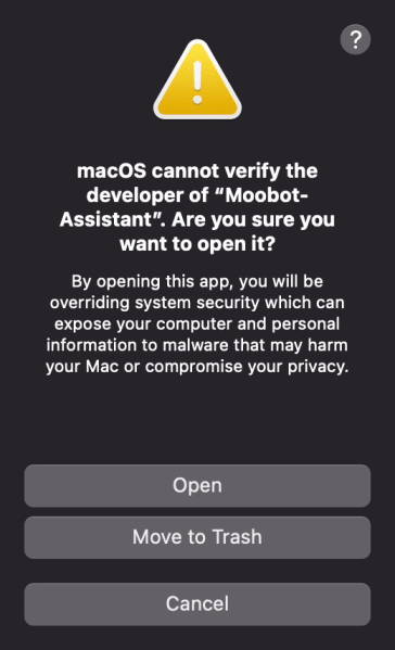 Opening Moobot Assistant on MacOS Opening Moobot Assistant on MacOS