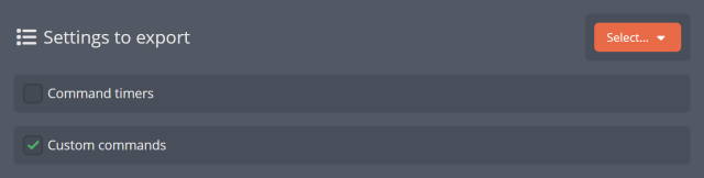 Choosing which settings to export