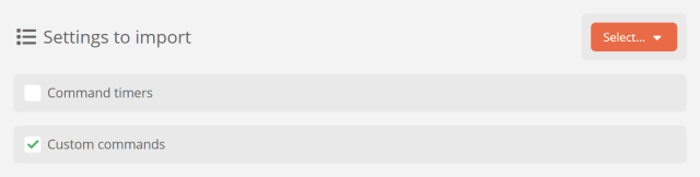 Choosing which settings to import
